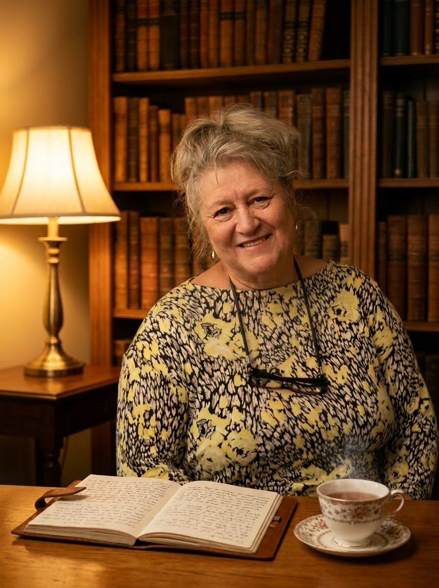 Sue, your family historian, in her study